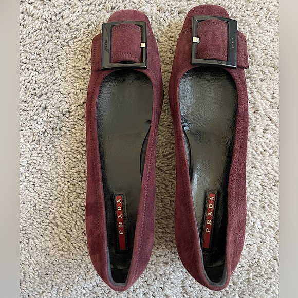 Prada Pumps 4096 Big Buckle Kitten Heels Womens 37 - Picture 1 of 5